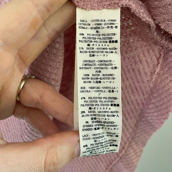 Free people sweetest thing thermal knit high neck long sleeve top size xs pink - Picture 8 of 10